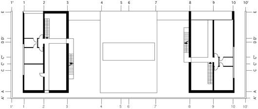 dreifamilienhaus, grundriss obergeschoss