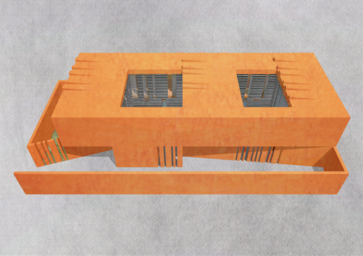 familienwohnhaus in doha, perspektive von west oben