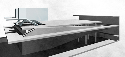 wettbewerb kunsthalle schweinfurt, innenperspektive der früheren schwimmhalle